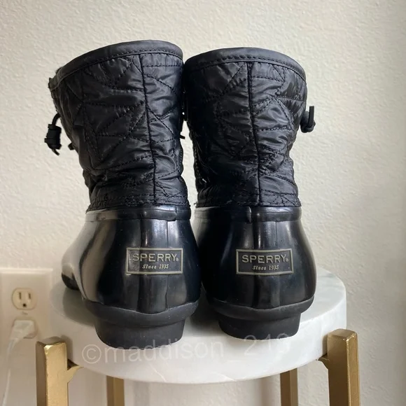 Sperry Saltwater Nylon Quilted Duck Boot Black size 9 women’s Side Zip size 9 - Picture 8 of 11
